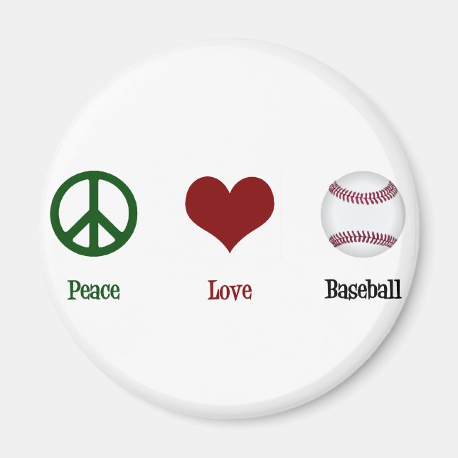 Aimant Peace Love Baseball (Devant)
