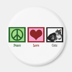 Aimant Peace Love Cats mignonne