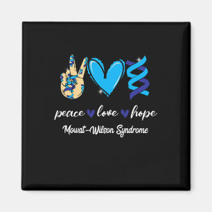 Aimant Peace Love Cure Mowat-wilson Syndrome Blue Ribbon