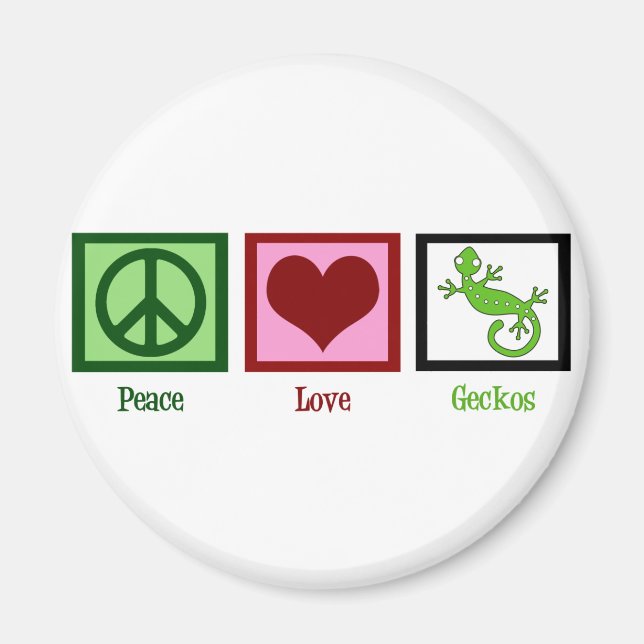 Aimant Peace Love Geckos (Devant)