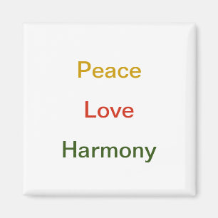 Aimant Peace Love Harmony or rouge vert