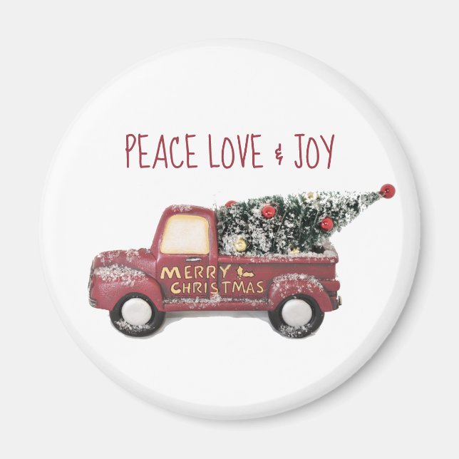Aimant Peace Love & Joy Toy Camion Joyeux Noël (Devant)