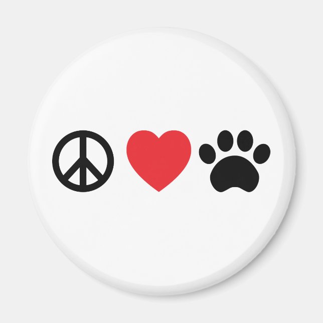 Aimant Peace Love Paw (Devant)