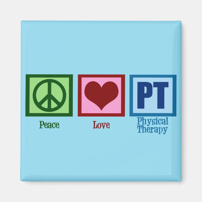 Aimant Peace Love PT physiothérapeute (Devant)