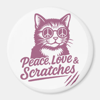 Aimant Peace, Love & Scratches Funny Cat