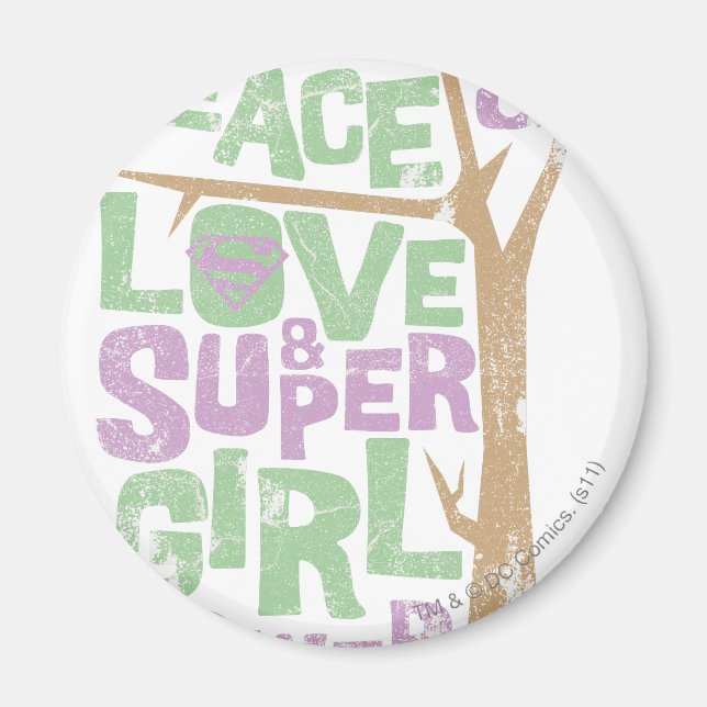 Aimant Peace Love & Supergirl Power (Devant)