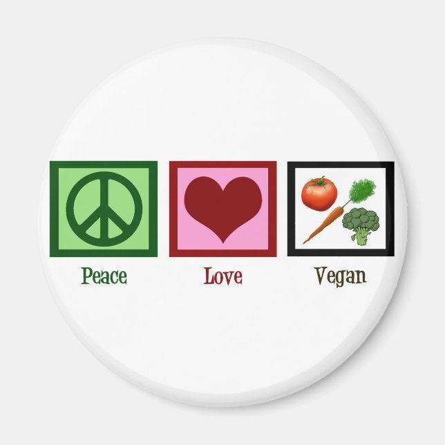 Aimant Peace Love Vegan (Devant)