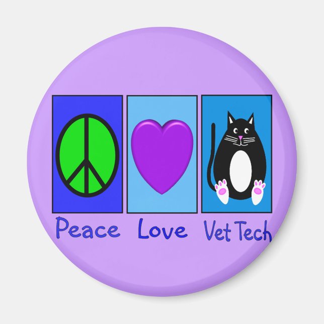 Aimant Peace Love Vet Tech (Devant)