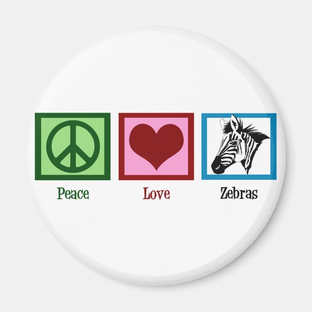 Aimant Peace Love Zebras (Devant)