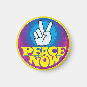 Aimant Peace Now Super Retro Hippie Style Paz Ahora