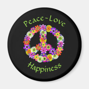 Aimant Peace Sign Floral Peace Love Happiness