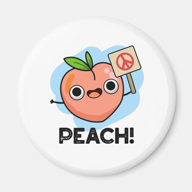 Aimant Peach Funky Peace Fruit Pun (Devant)