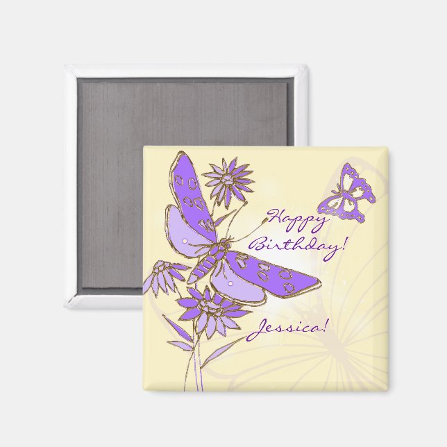 Aimant Peach Purple Butterfly (Recto/Verso)