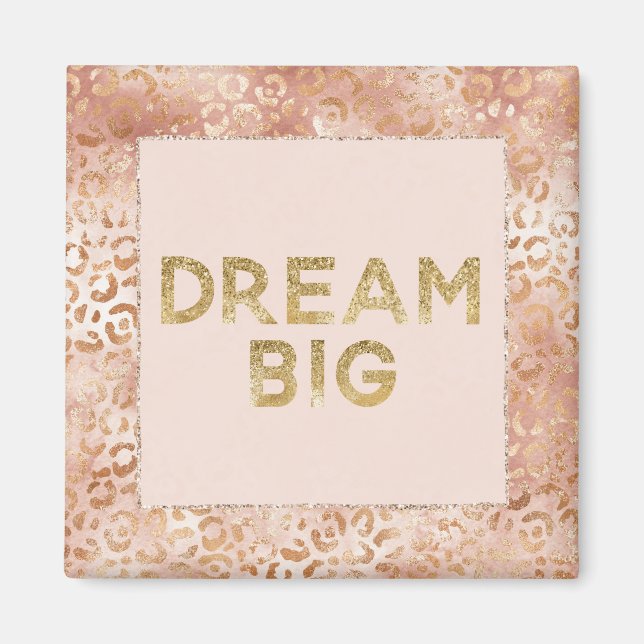 Aimant Peach Rose White Empreinte de léopard Gold Dream (Devant)