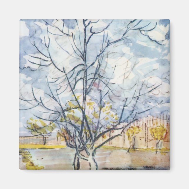 Aimant Peach Tree rose Van Gogh Art (Devant)