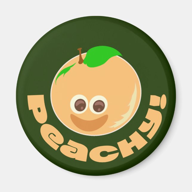 Aimant Peachy Fun Fruity Happy Cartoon Art Time (Devant)
