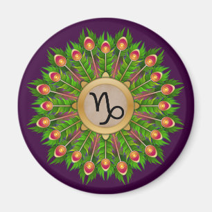 Aimant Peacock Feather Wreath Zodiac Sign Capricorn