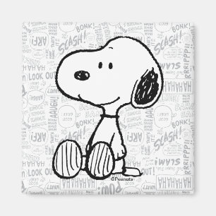 Aimant PEANUTS Snoopy on Black White Comics