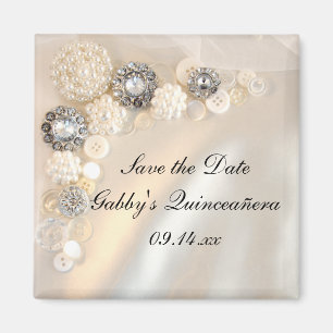Aimant Pearl Diamond Buttons Quinceañera Enregistrer la d