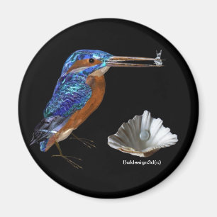 Aimant PÊCHE, Bleu électrique, Noir