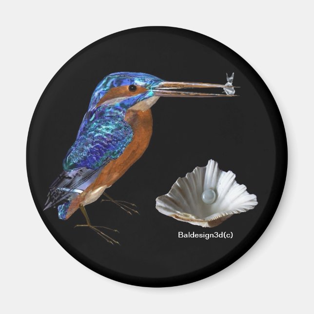 Aimant PÊCHE, Bleu électrique, Noir (Devant)