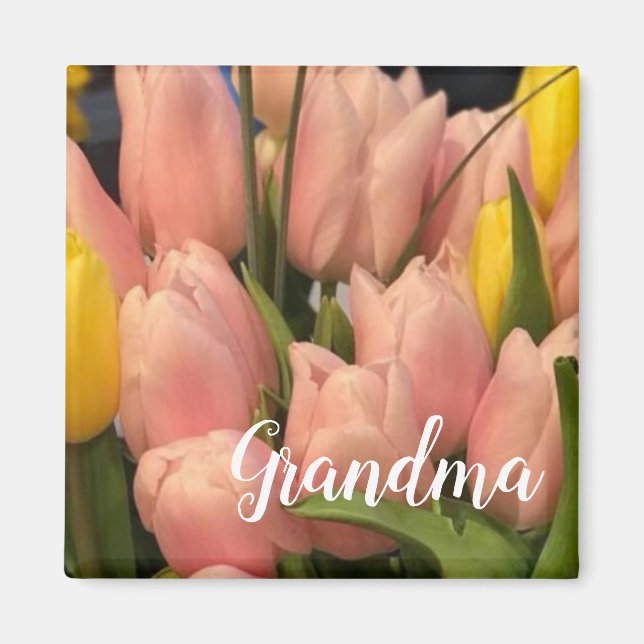 Aimant Pêche personnalisée et Motif de tulipe jaune (Devant)