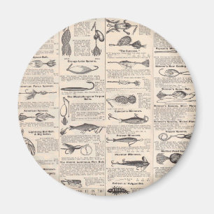 Aimant Pêche vintage leures : pêcheur d'antiquité des ann