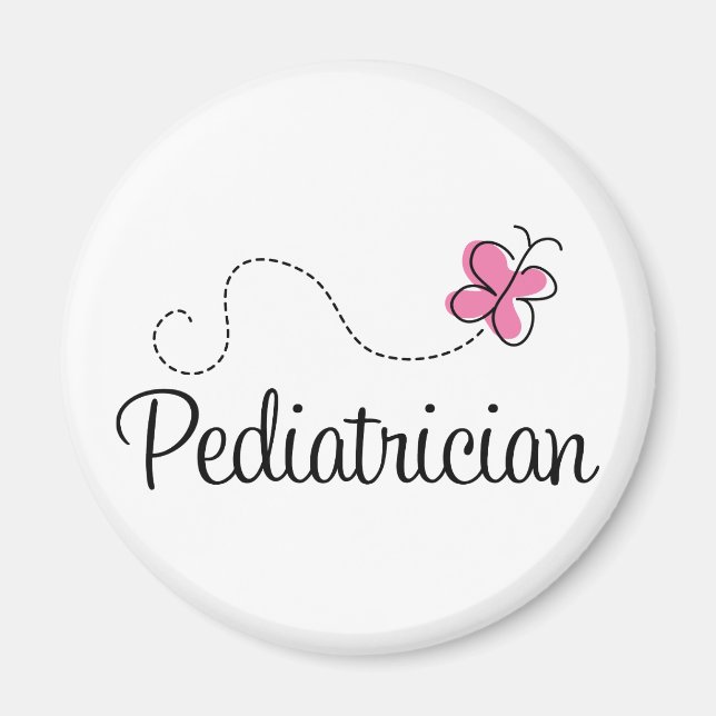Aimant Pediatricien de papillon rose mou (Devant)