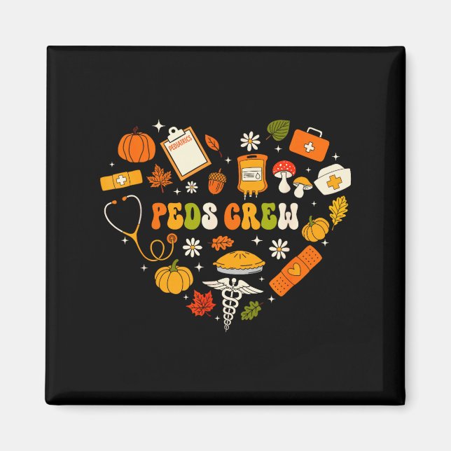 Aimant Peds Crew Nurse Fall Heart Pediatric Pumpkin Thank (Devant)