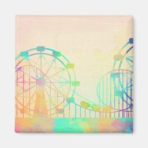 Aimant Peinture à l'aquarelle roue de Ferris foire Art