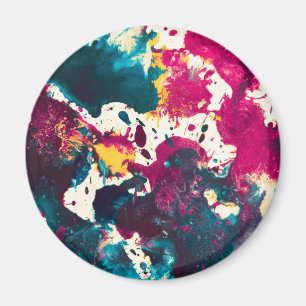 Aimant Peinture Abstraite colorée Turquoise et magenta