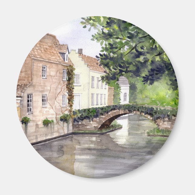 Aimant Peinture aquarelle de Bruges par Farida Greenfield (Devant)