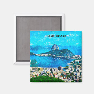 Aimant Peinture aquarelle vintage de Rio de Janeiro