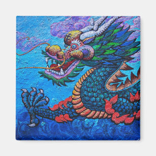 Aimant Peinture colorée de dragon d'huile chinoise