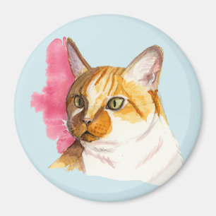 Aimant Peinture d'aquarelle de chat Tabby orange