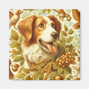 Aimant Peinture de chien breton vintage