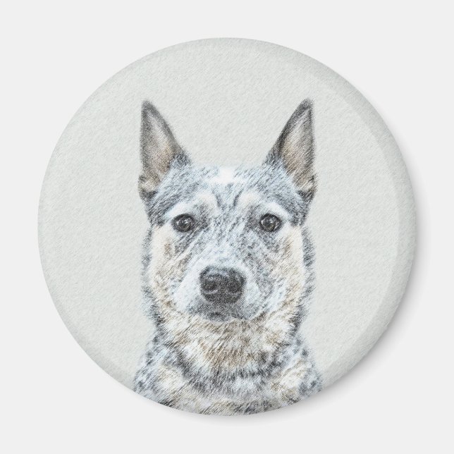 Aimant Peinture de chien de bétail australien - Beau art  (Devant)