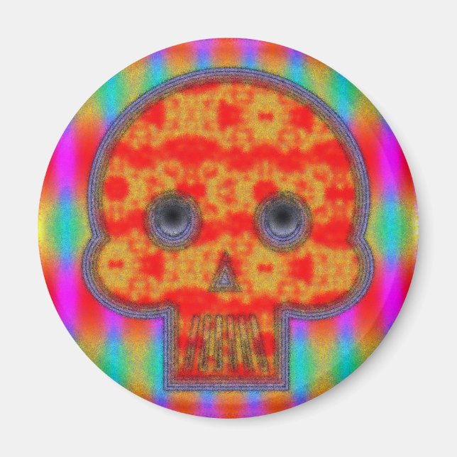 Aimant Peinture de crâne de robot coloré (Devant)
