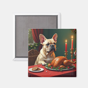 Aimant Peinture de fête de Noël de Bouledogue Français