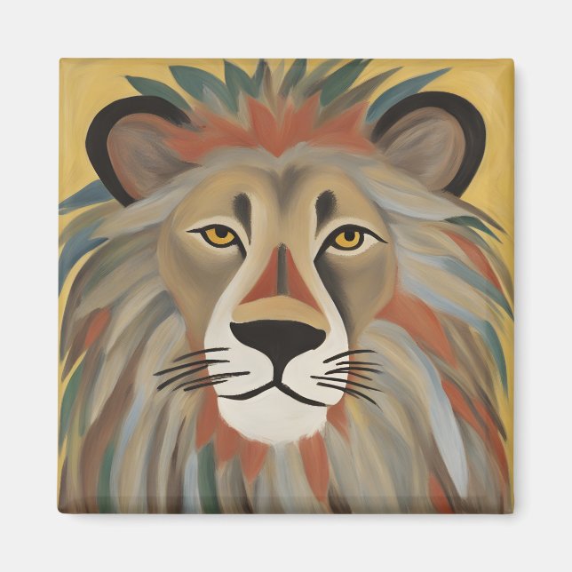 Aimant Peinture de lion (Devant)