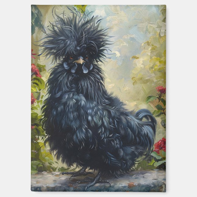 Aimant Peinture de poulet noir en Silkie (Recto)