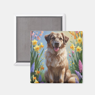 Aimant Peinture de printemps de chien berger anatolien