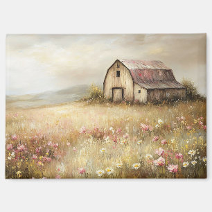 Aimant Peinture de terrain Fleur sauvage de grange blanch