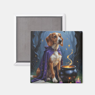 Aimant Peinture d'Halloween Whimsical Chien d'Afghanistan