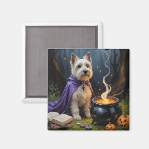 Aimant Peinture fantaisiste d'Halloween de Terrier Cairn