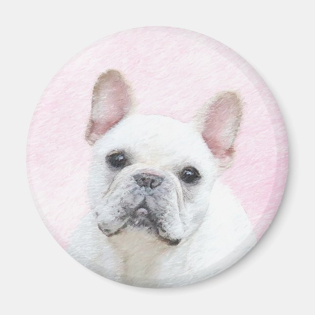 Aimant Peinture française de Bulldog (Crème/Blanc) - Art  (Devant)