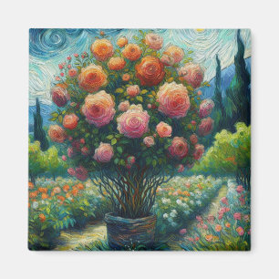 Aimant Peinture Impressionniste de Topiaire de Rose Fanta