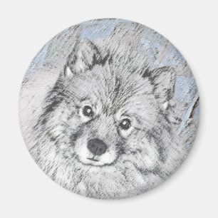 Aimant Peinture Keeshond Beth - Joli art original chien