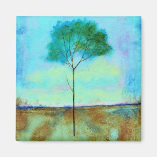 Aimant Peinture maigre solitaire d'arbre d'art abstrait