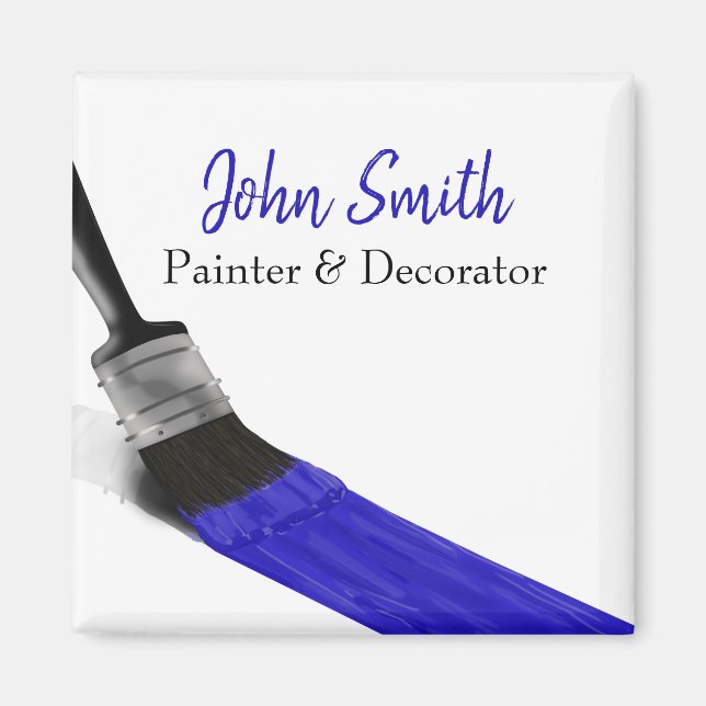 Aimant Peinture Peintre Service Société Pinceau Bleu (Devant)